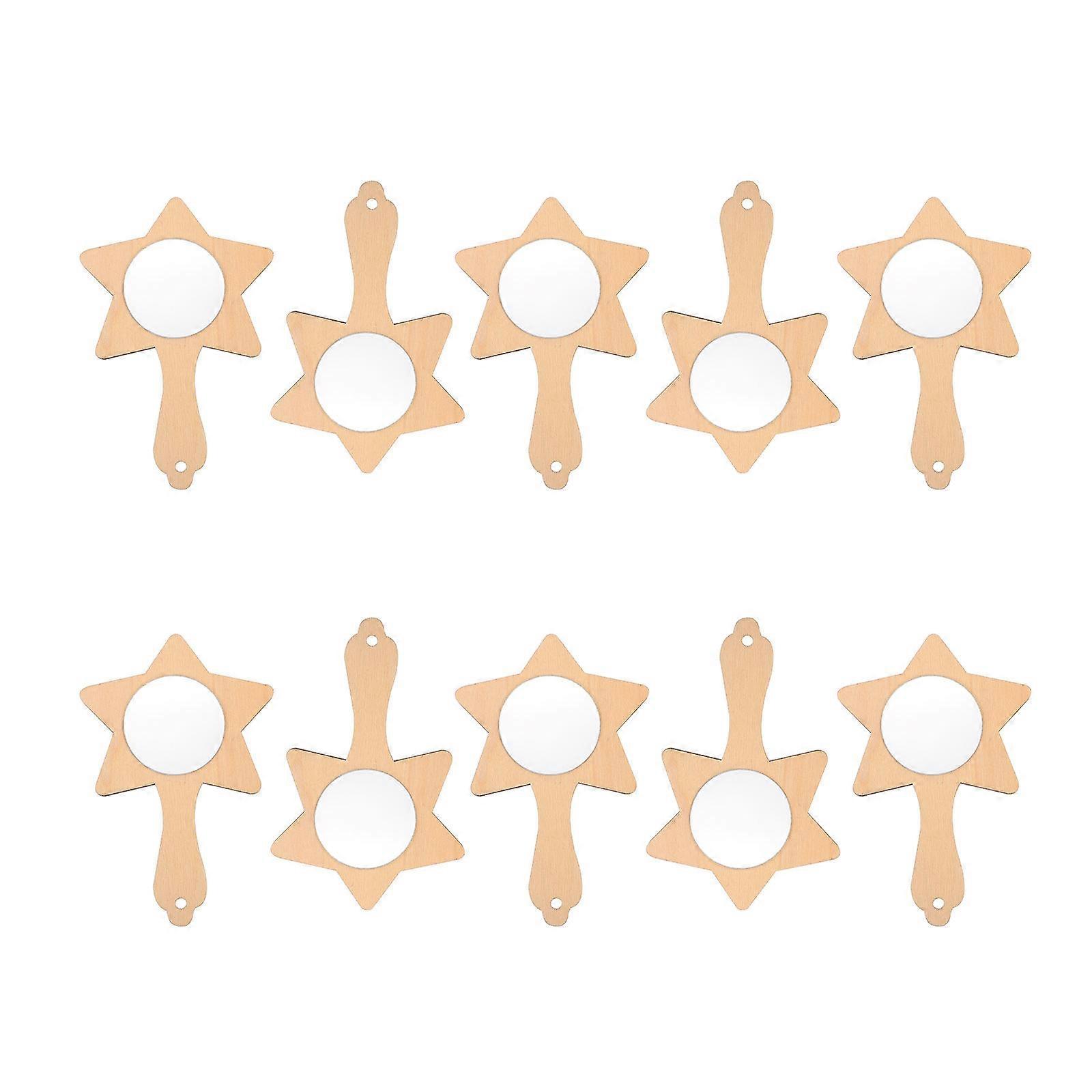 Handmade DIY Wooden Mirror Unfinished Handheld Mirror 20Pcs Pack