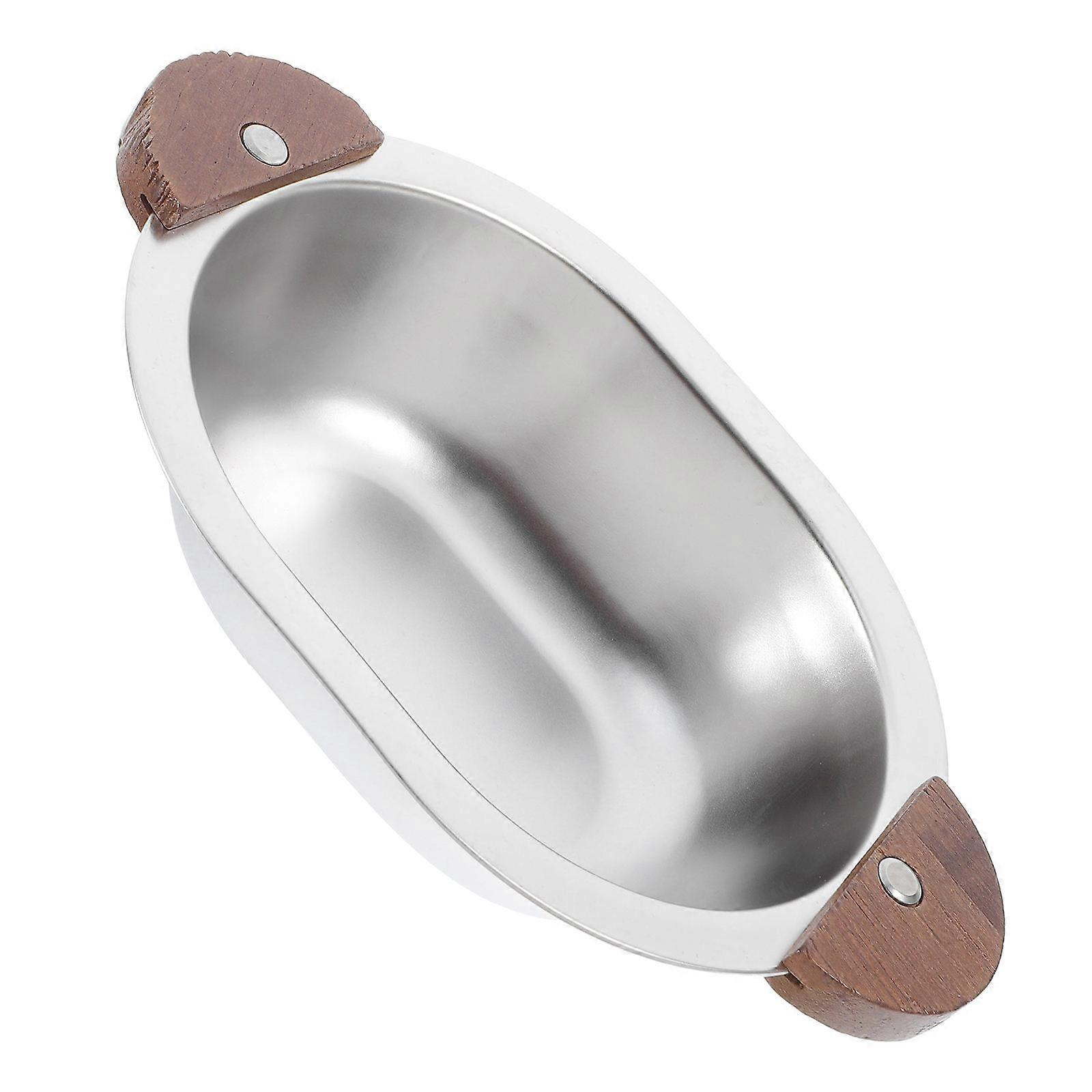 Oval Shaped Bowl With Wood Handle For Serving Salad Fruits Desserts 2150X1250X490CM 1Piece