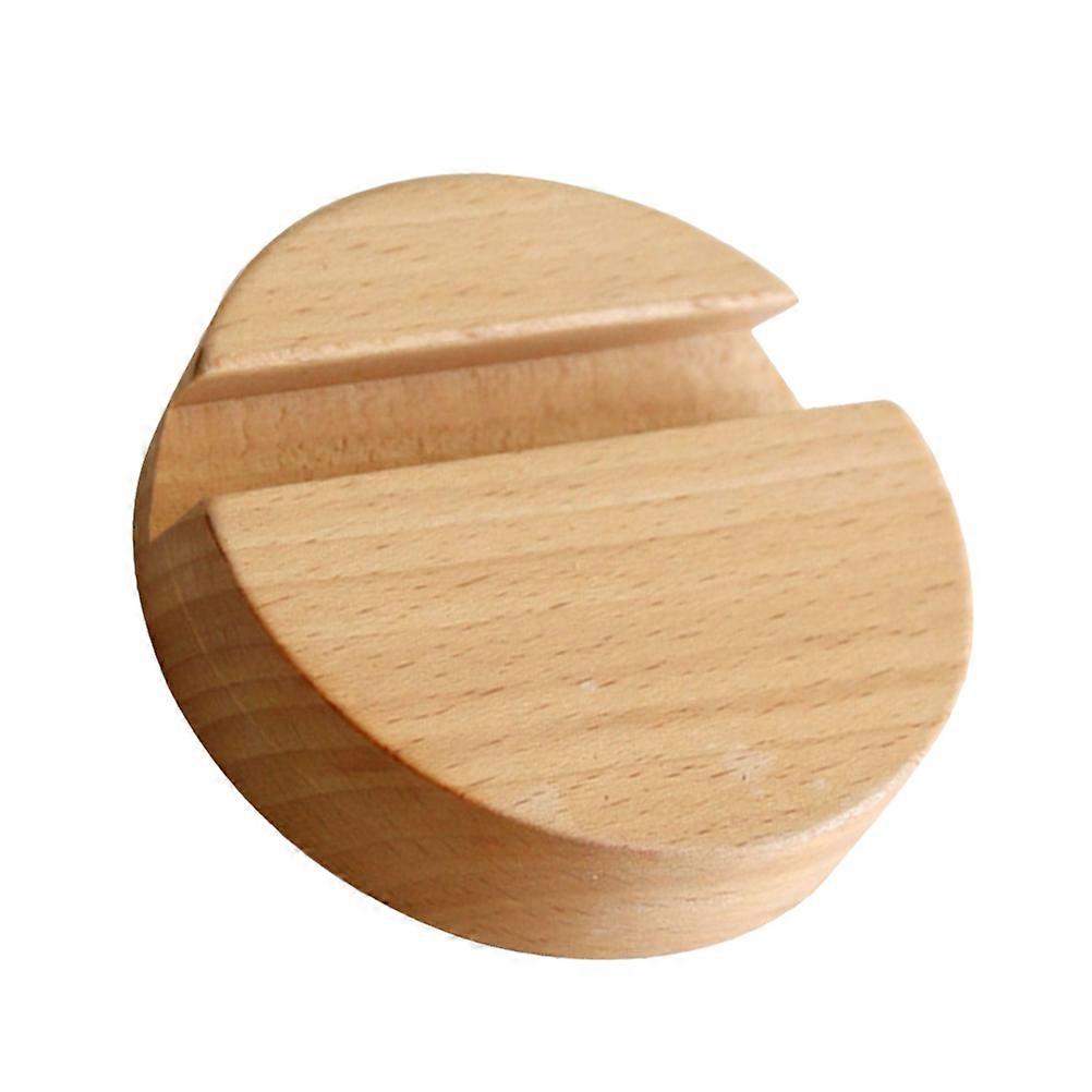 Cell Phone Holder Wood Round Base Universal Stand Desktop Bracket Anti-Sliding 1Pcs