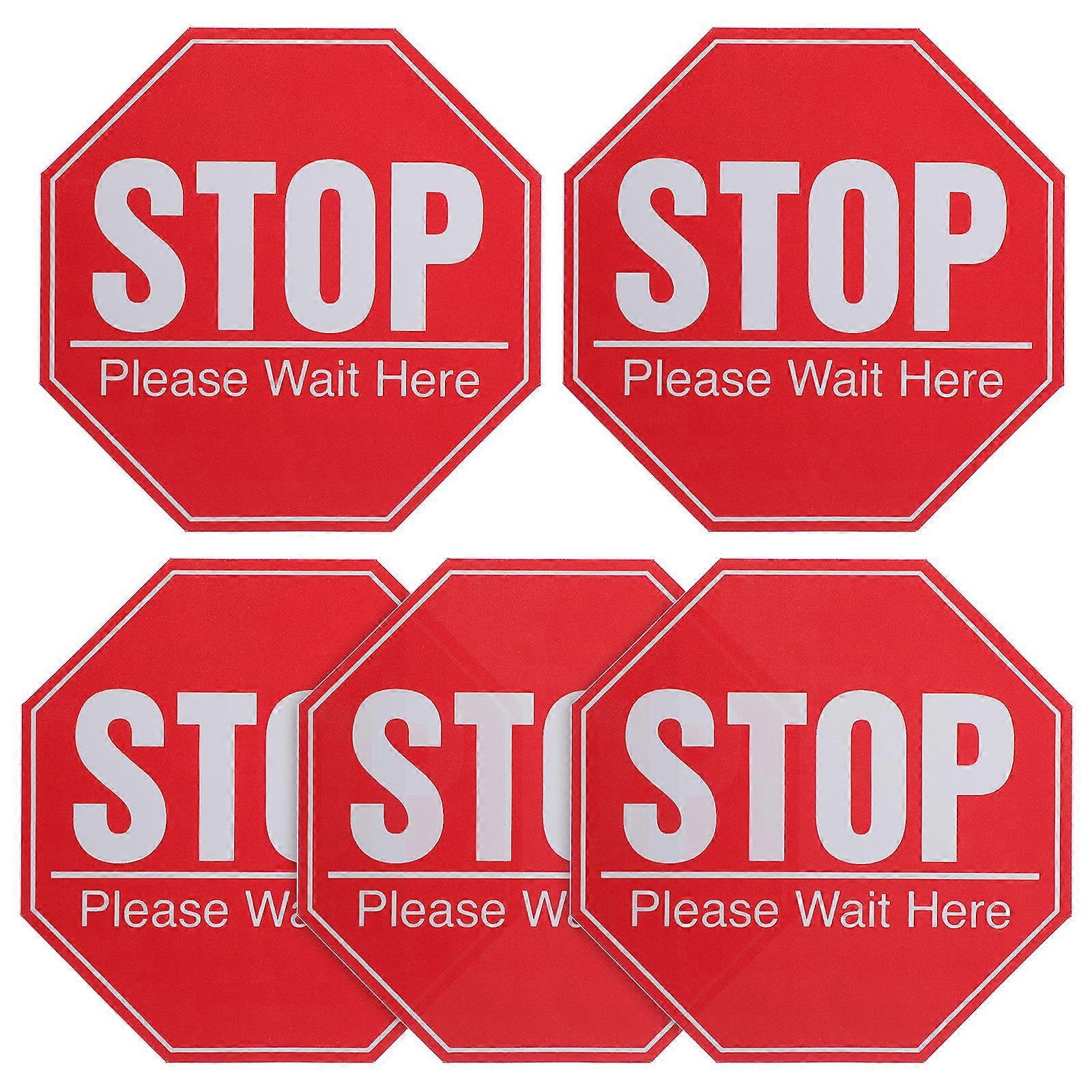 Distance Awareness Stickers 15 Sheets Stop Please Wait Here Signs Red Square For Public Places Crowd .9x7.9inches PVC Material
