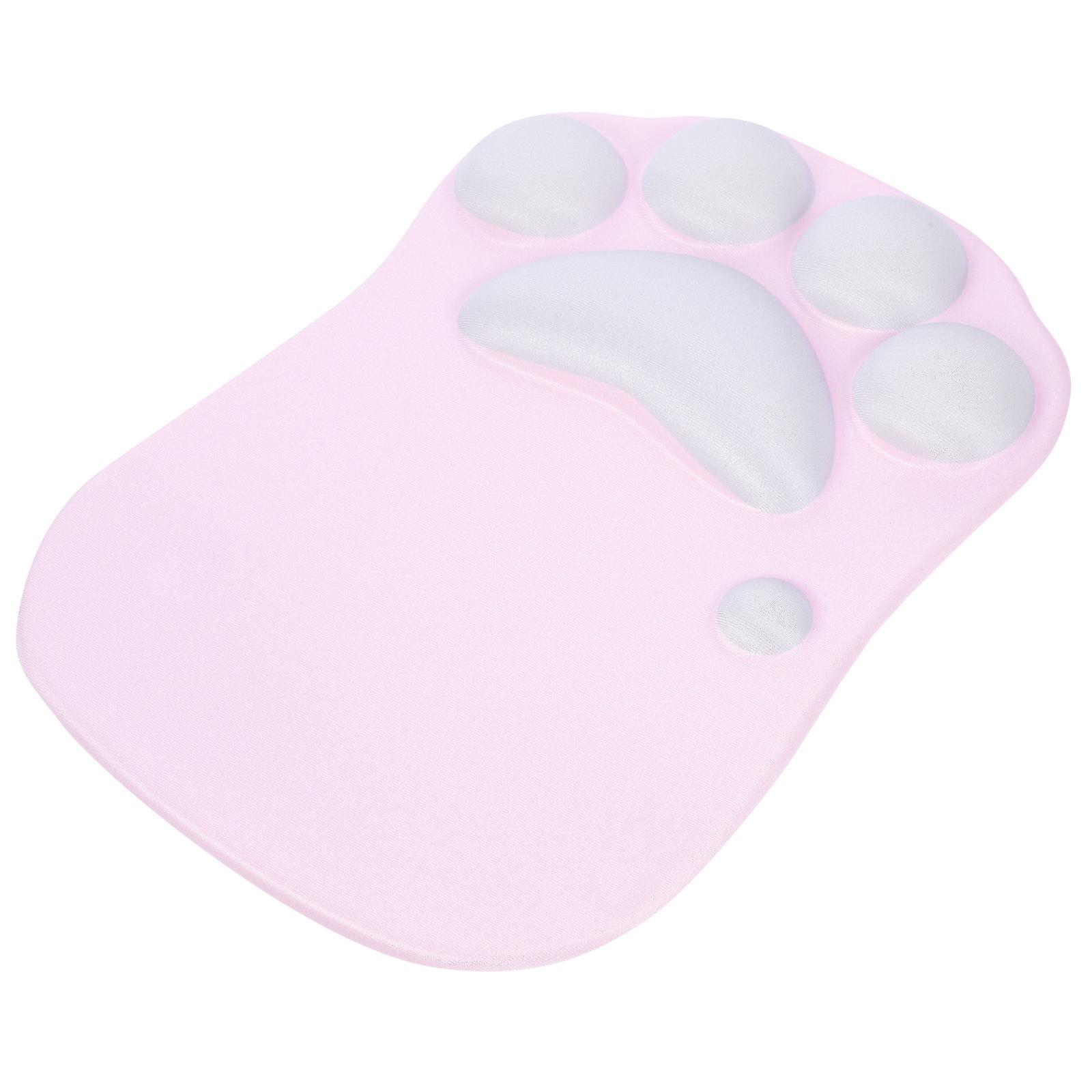 Pet Mouse Pad Wrist Support Cat Paw Shape Silicone Material Pink For Gaming 1Set