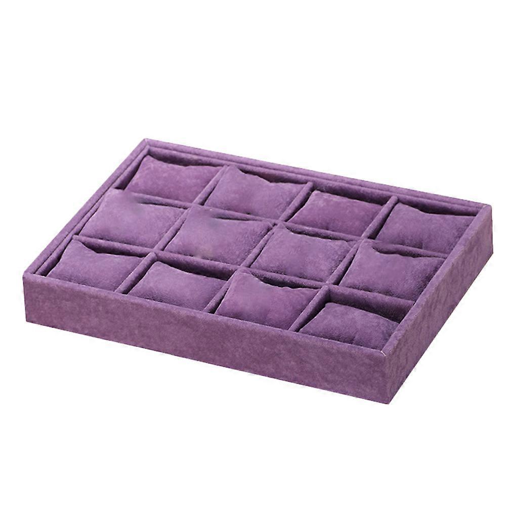 Rectangular Watch Organizer Box Purple Density Board Personal Use 1Pcs