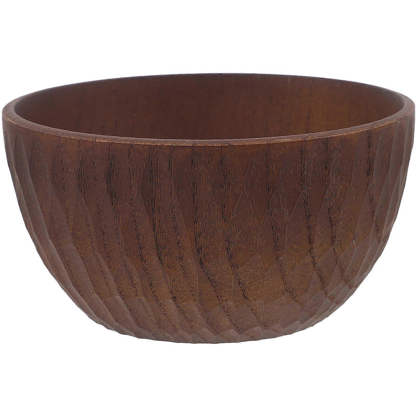 Natural Wooden Bowl Set 2Pcs Round Shape Serving Fruits Use 4.3X4.3X2.16in