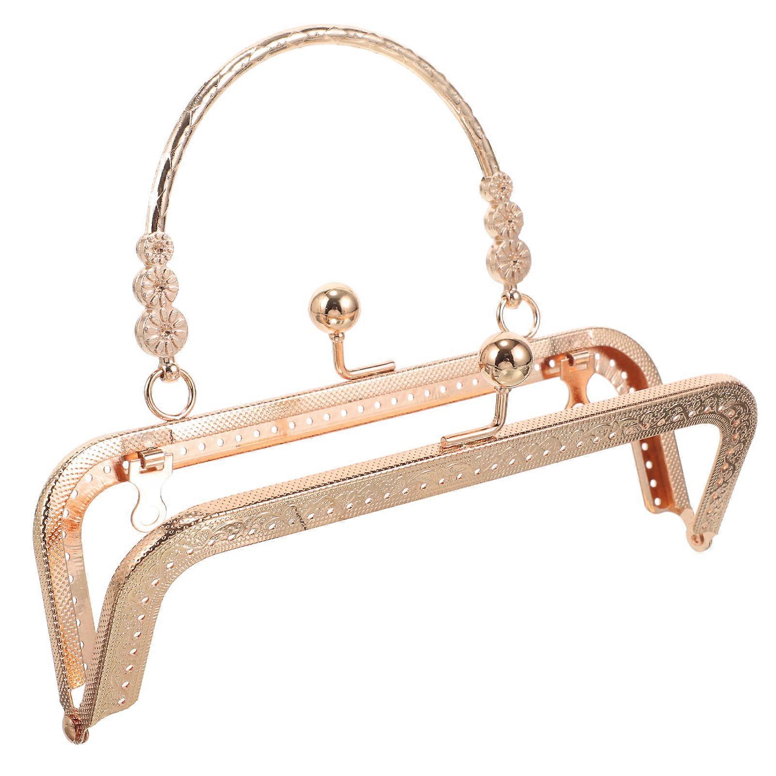 Purse Clasp Frame Brown Metal Handle Bag Clasp for Vintage Charm and DIY Home Use