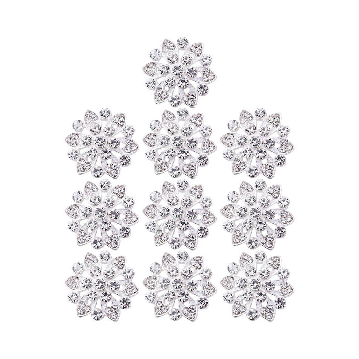 Buttons Accessory Alloy Diamond-Encrusted Flower Buttons for DIY Making 30Pcs
