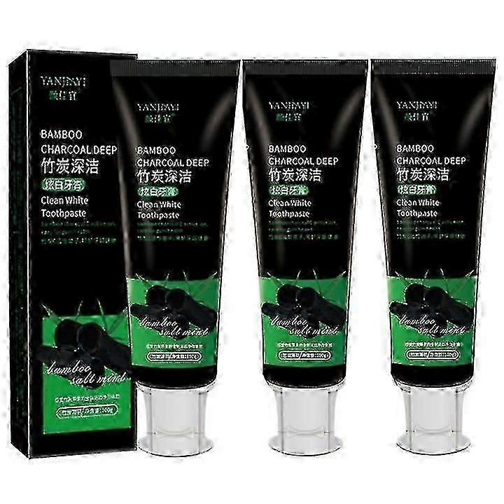 3X Bamboo Activated Charcoal Toothpaste Teeth Whitening Fluoride Free100g