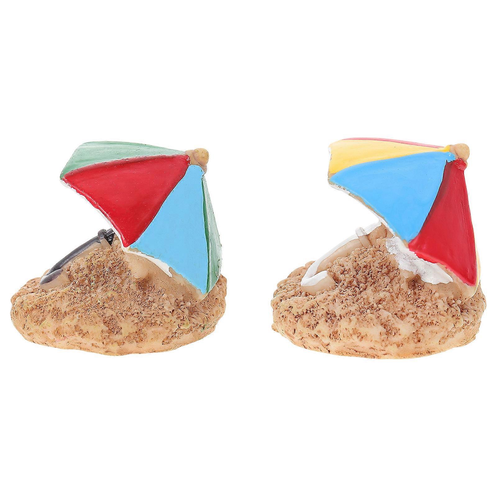 Mini Beach Umbrella Resin Decor for 4Pcs Mini Scene Ornament