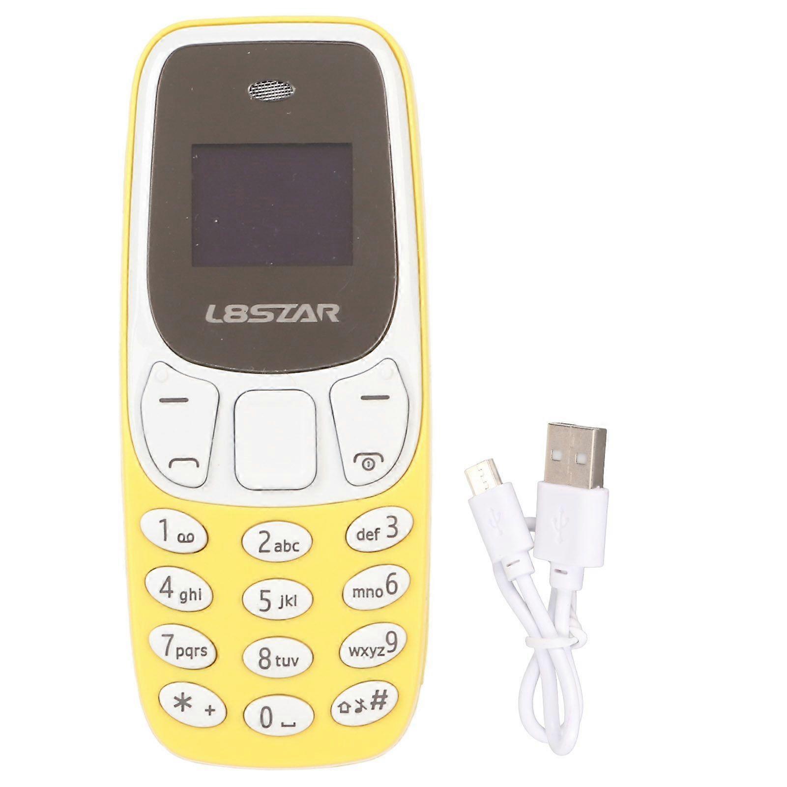 Worlds Smallest Phone Hands Free Bluetooth Dialer Dual SIM Card Unlocked GSM 2 in 1 Mini Mobile Phone Yellow
