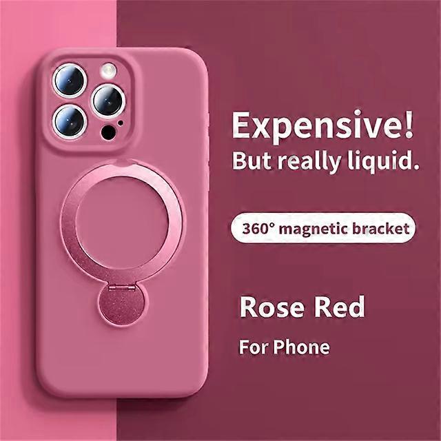 Invisible Stand Holder Magnetic Liquid Silicone Phone Case for iPhone 17 Air 16 14 15 Pro Max for Magsafe Shockproof Matte Cover