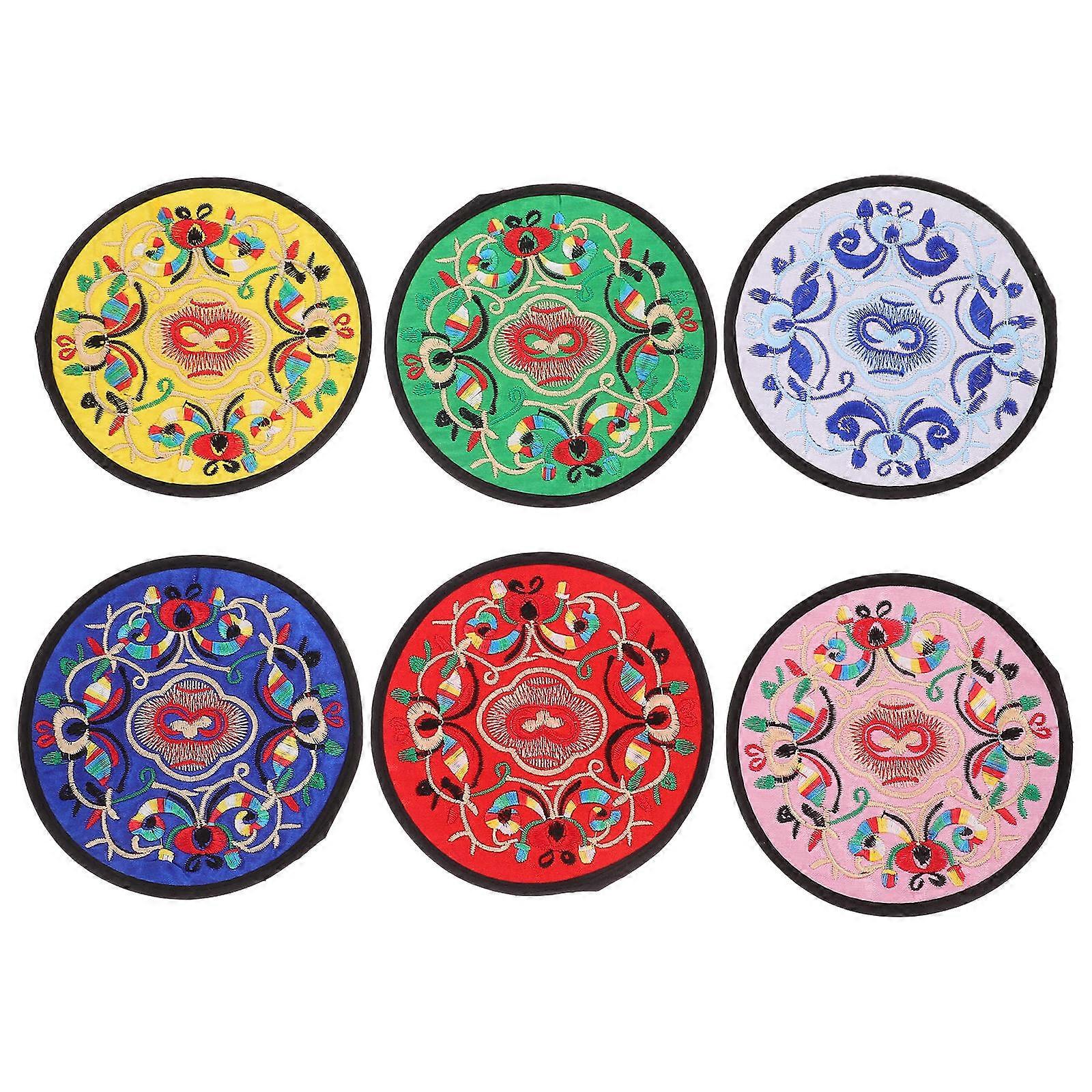 Ethnic Round Fabric Coasters 30 Pcs Ideal For Tea Party Non-Slip Drink Insulation Decorative Mat