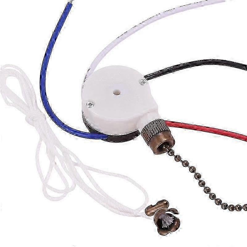Ceiling Fan Switch Kit 3 Speed 4 Wire, Fan Switch Zipper Speed Control Switch, ZE-208S Pull Wire Sw