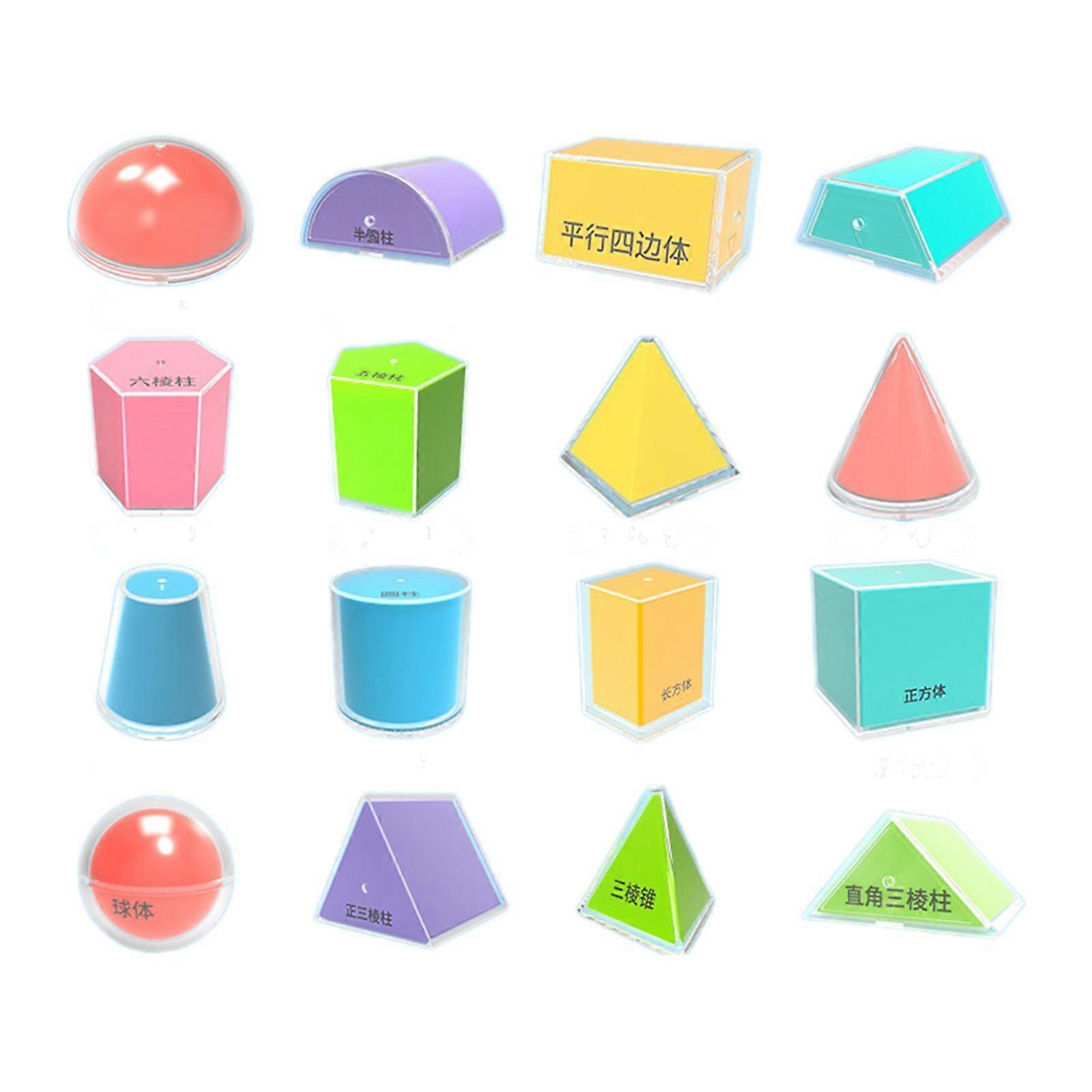 16Pcs Geometric Solids Math Manipulatives for Math Teacher Supplies Students