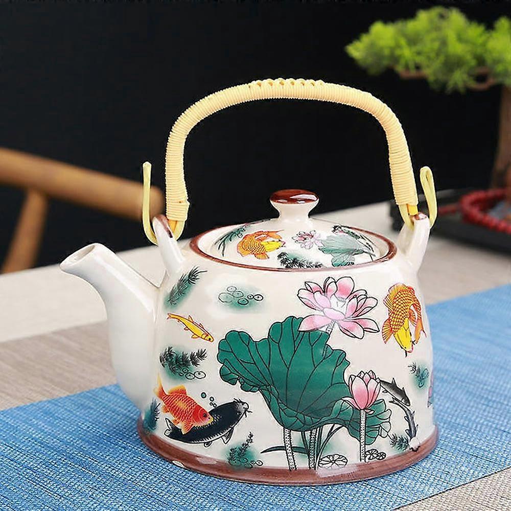 Porcelain Teapot With Strainer Net 900ml Capacity For Loose Leaf Tea Traditional Retro Ceramic Tea Set