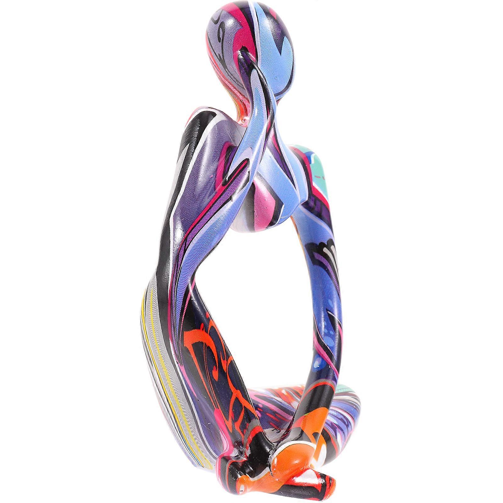 Graffiti Thinker Statue for Decor 2Pcs Abstract Colorful Ornaments