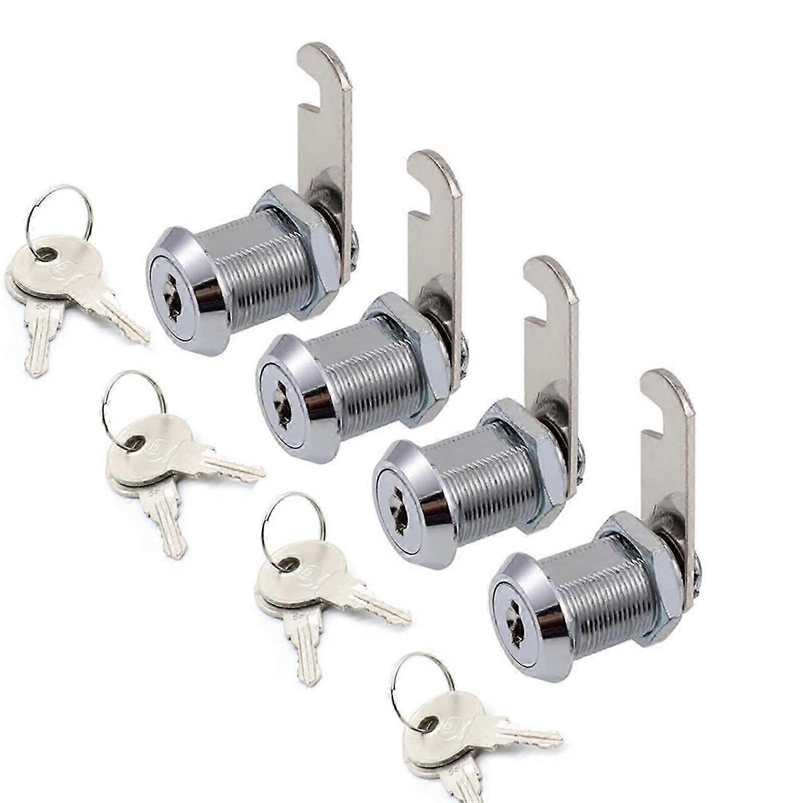 4 Pack Cabinet Locks with Iron Keys, Cam Cylinder Lock, 25mm Secure Drawer and Mailbox Padlock for File Storage