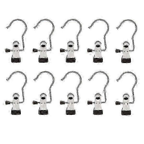 Hook with clamp Stainless steel 10-pack