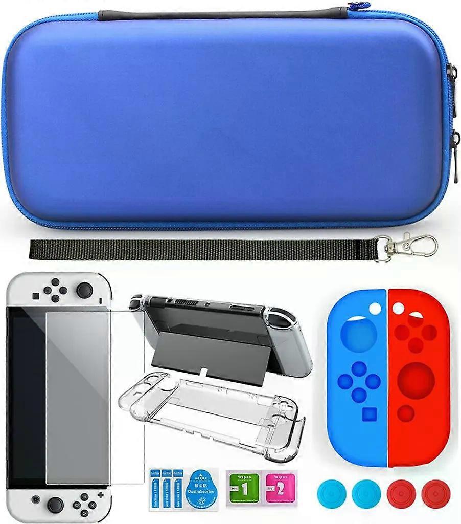 INF Nintendo Switch OLED Case with Accessories 9-piece Blue
