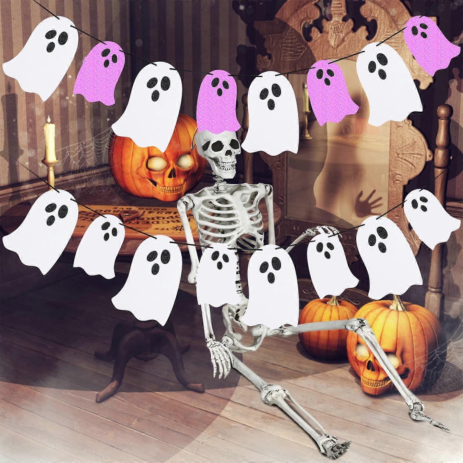 Clearance! 3D LED Ghost Campfire Flickering Night Light, compatible with Halloween decor, White3