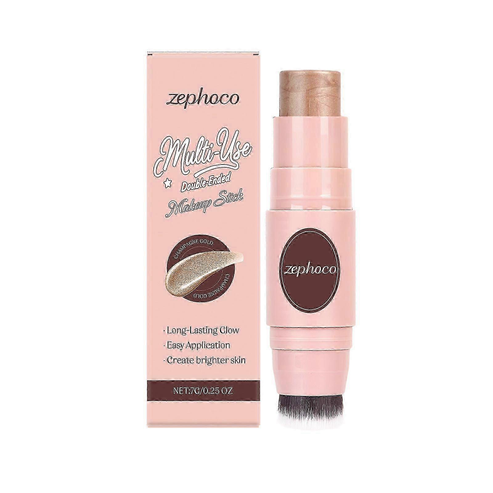 Multi-Use Waterproof Makeup Cream Blush Stick with Brush, 3-in-1 Buildable Blush Stick for Cheeks, Eyes, and Lips, All day wear, Easy Application