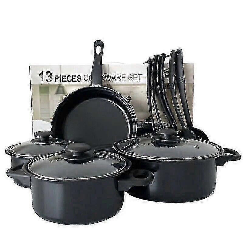 13pcs Durable Non Stick Cookware Set Multifunctional Kitchen Utensil Soup Milk Pot Maifanstone Frying Pan Household