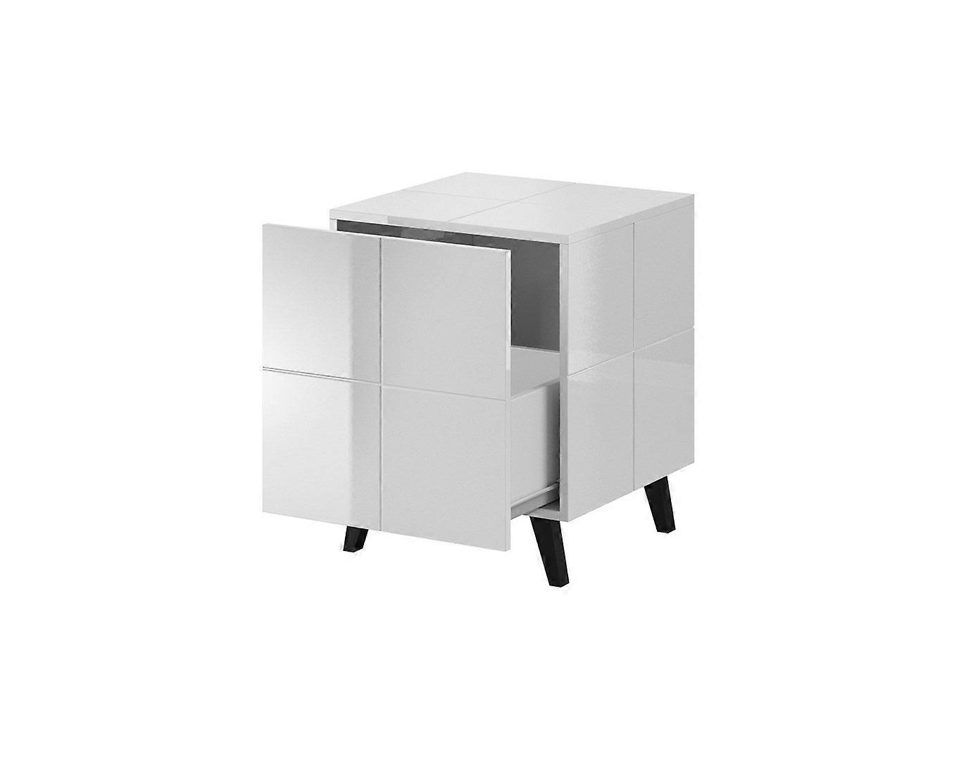 Cama Bedside Table Reja White Gloss/white Gloss