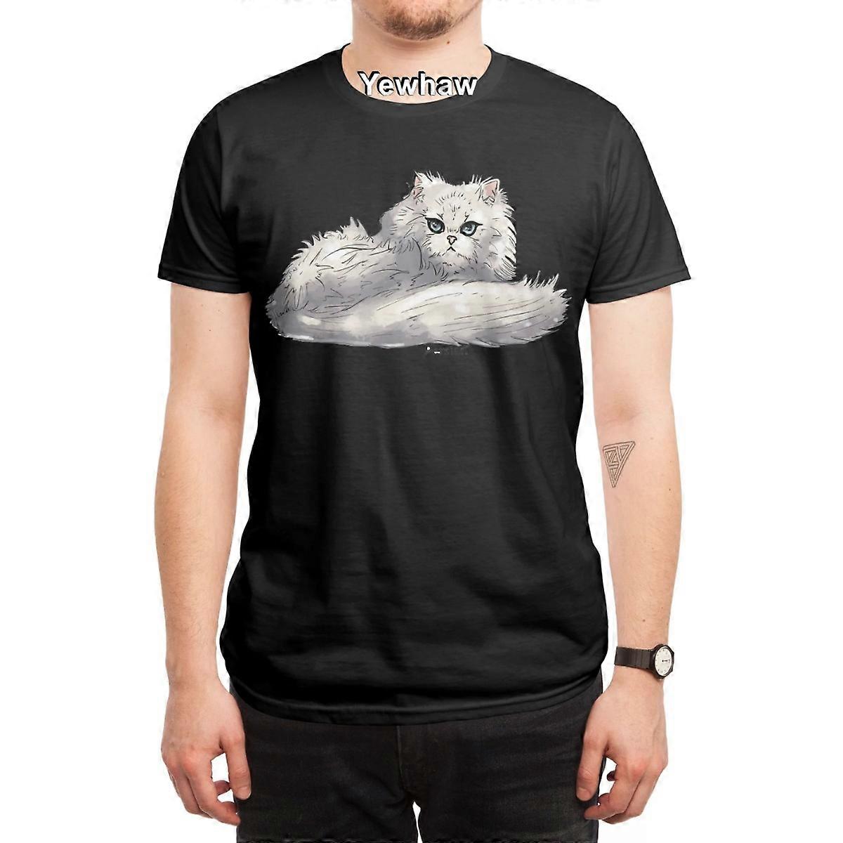 חתול פרסי חולצת טריקו איור חתול חמוד אמנות חתול רך חיית מחמד בסגנון רישומי, עיניים אקספרסיביות