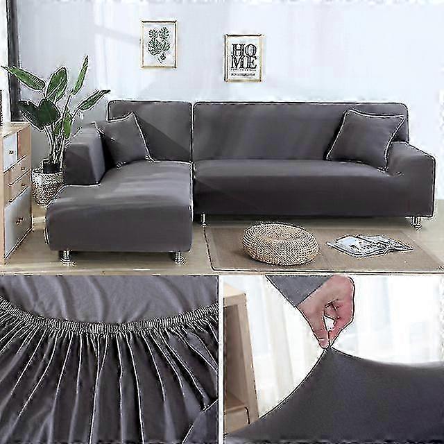 Sofa Covers For Living Room Elastic Solid Corner Couch Cover L Shaped Chaise Longue Slipcovers Chair Protector 1/2/3/4 Seater