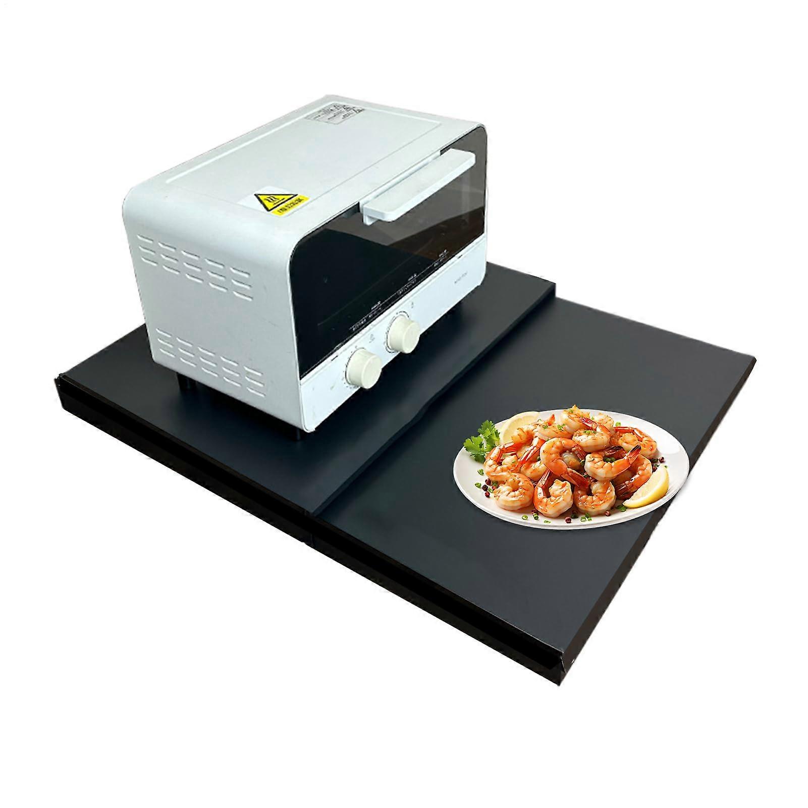 Microwave Shelf Stand PullOut Coffee Machine Rack SpaceSaving Countertop Oven Stand Rice Cooker Organizer Black