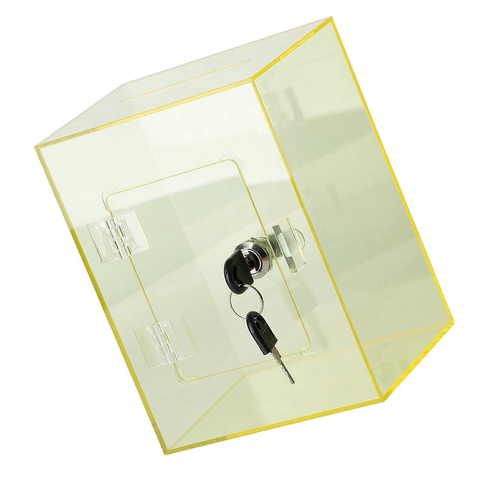 Effective Oversized Piggy Banks Functional Acrylic Cash Box Visible Savings Progress Monitor With Lock Mechanism  Yellow