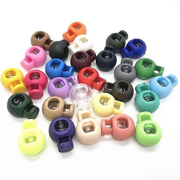 10pcs Spring Cord Locks For Drawstrings Plastic Double Holes Cord Ends Fastener Oval Toggle A