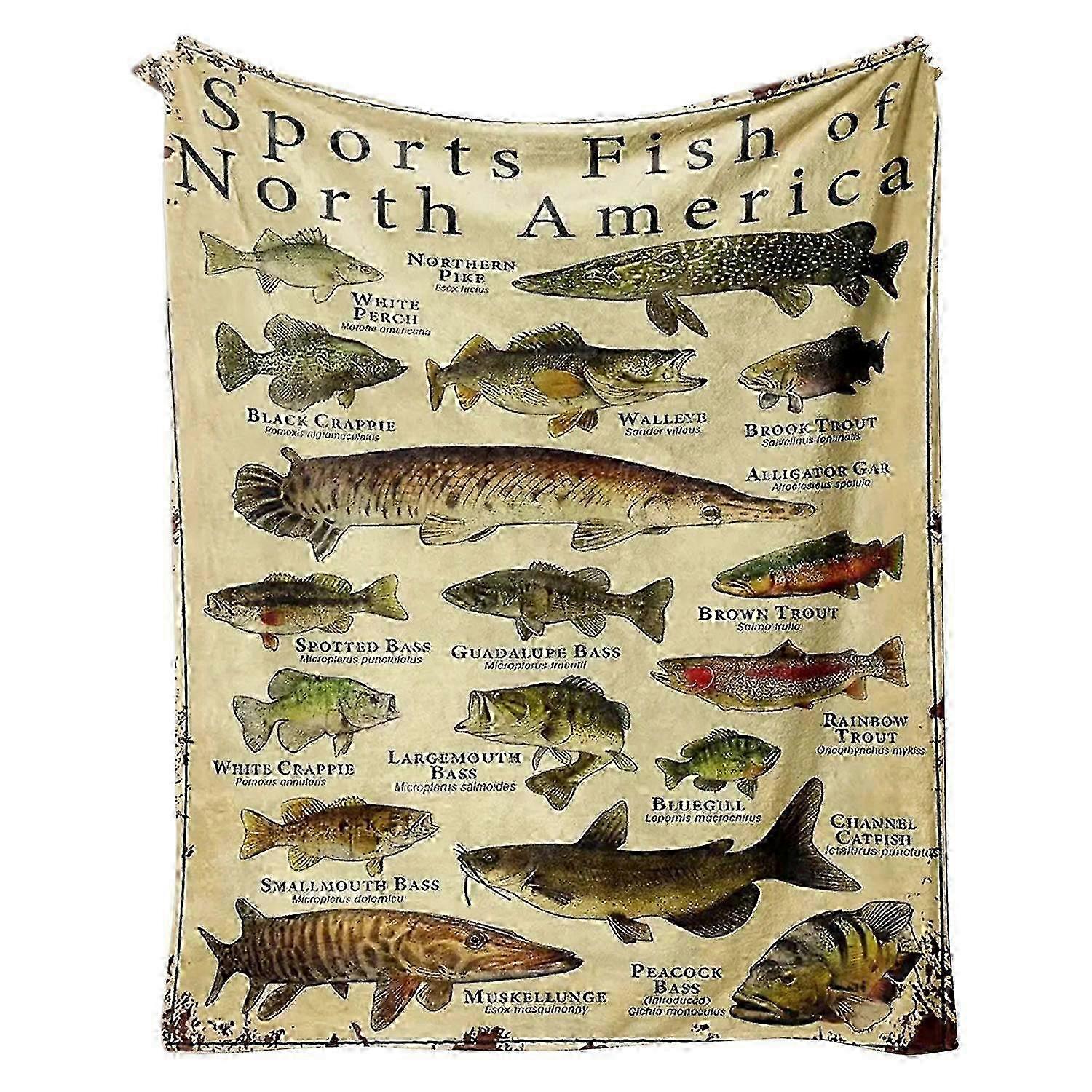 Fish Knowledge Blanket Different Digital Fish And Name Printing Machine Washable Fisherman Gift