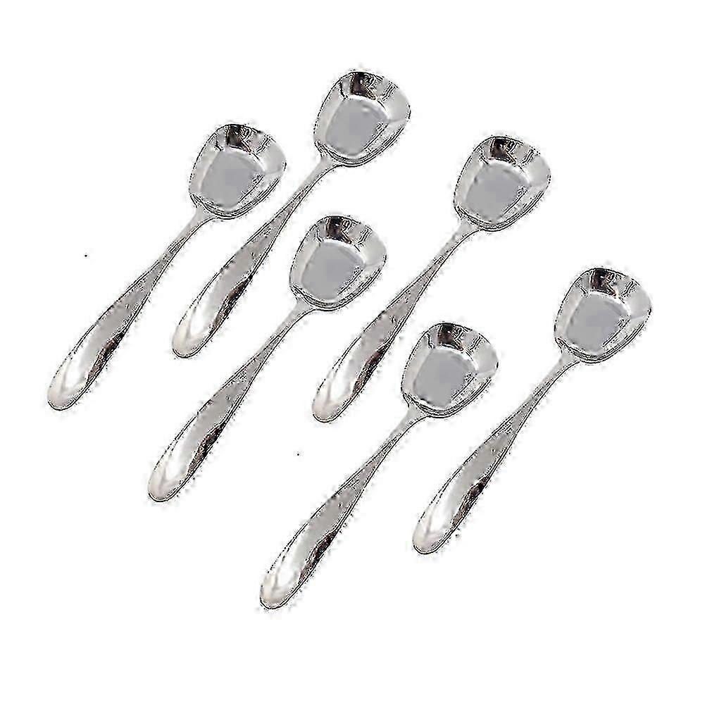 6PCS Square Head Stainless Steel Spoons - Ice Cream, Arithmetic & Rice Spoons for Soup - GOOD