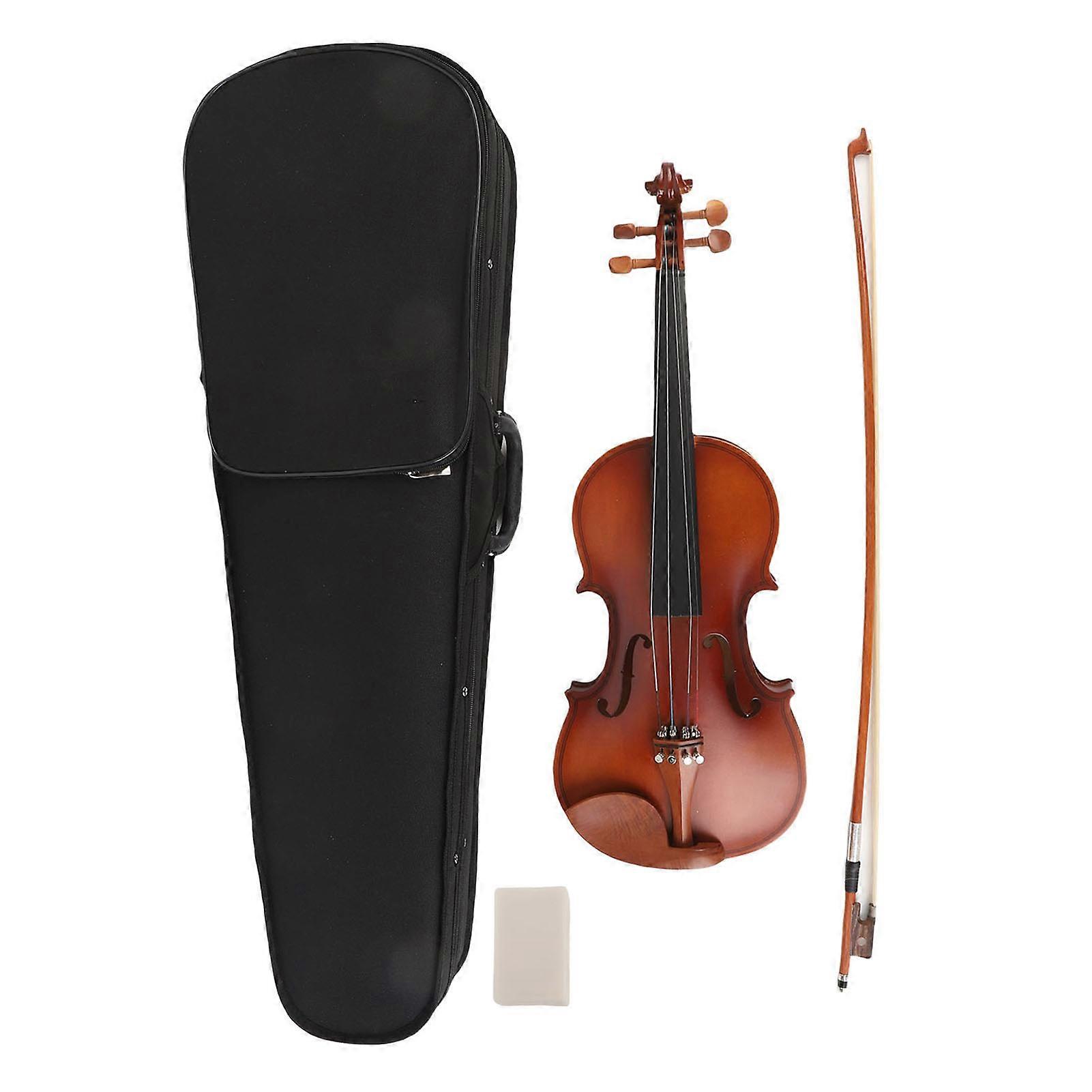 4/4 Violin Matte Tiger Pattern Acoustic Solidwood Professional Fiddle with Hard Case Bow for Beginners Adults