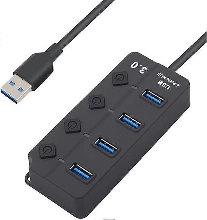USB 3.0 hub with power adapter and LED switch