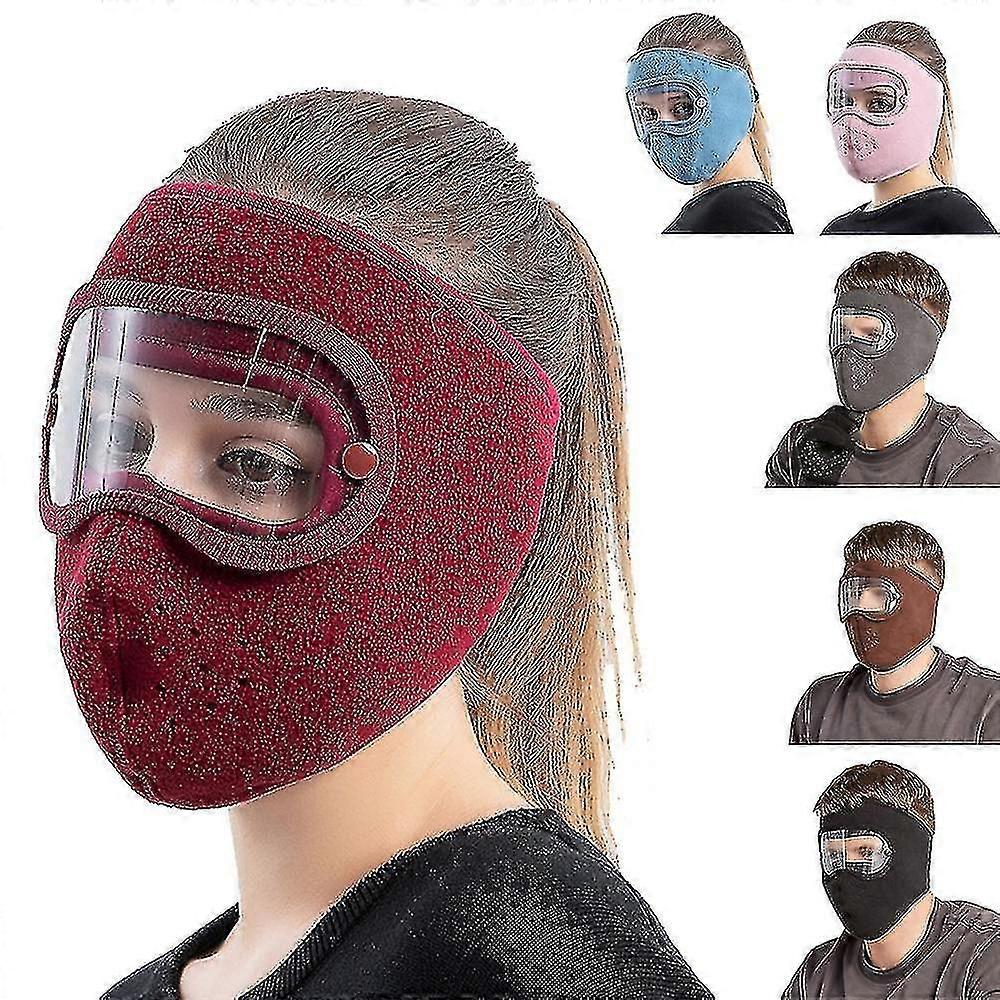 Face Mask Fleece Warm Balaclava Face Masks With Anti-fog Goggles Windproof Skull Cap Dust Masks Winter