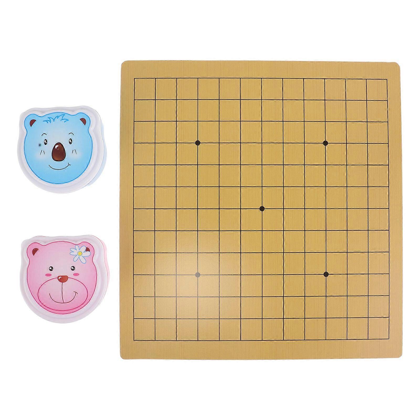 Cartoon Go Game Set For Kids Double-Sided Board With Cute Bear Box Portable Strategy Board Game Beginners Lightweight Travel Chess Kit For Family