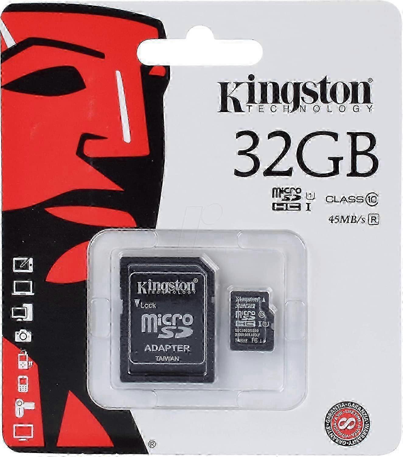 Kingston SDC10G2/32GB 32 GB UHS Class 1/Class 10 Flash Memory Card (microSDHC to SD Adapter Included)