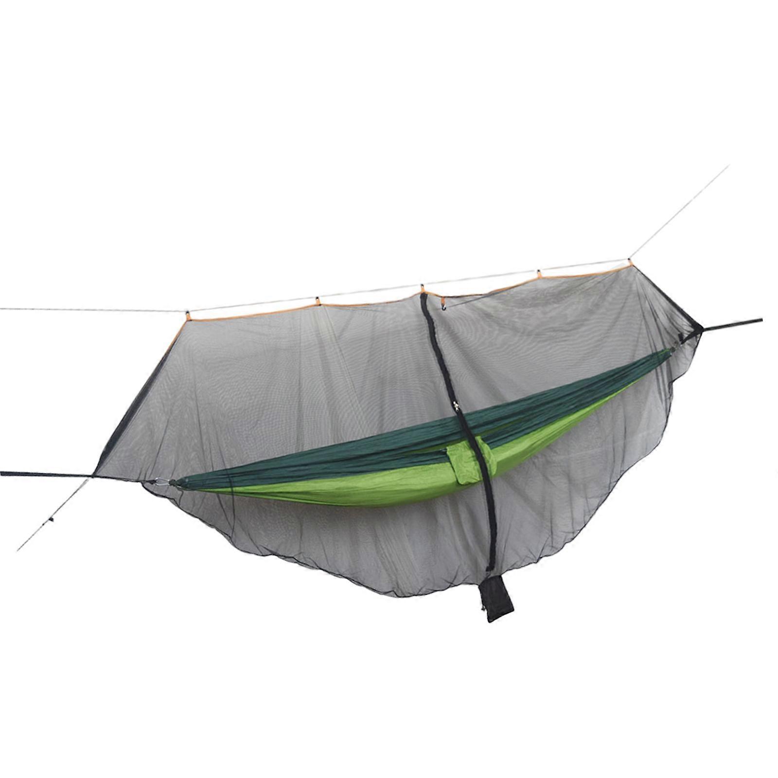 Quick Assembly Breathable Camping Hammock Mosquitoes Net With Adjustable Straps And Zippered For Easy Setups And Storage  Orange yellow black 