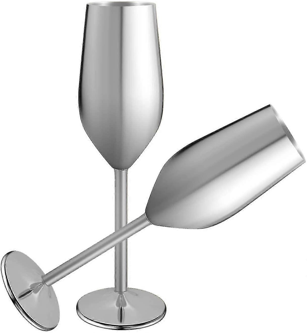 2pcs Champagner Flöten Edelstahl 200ml Weingläser