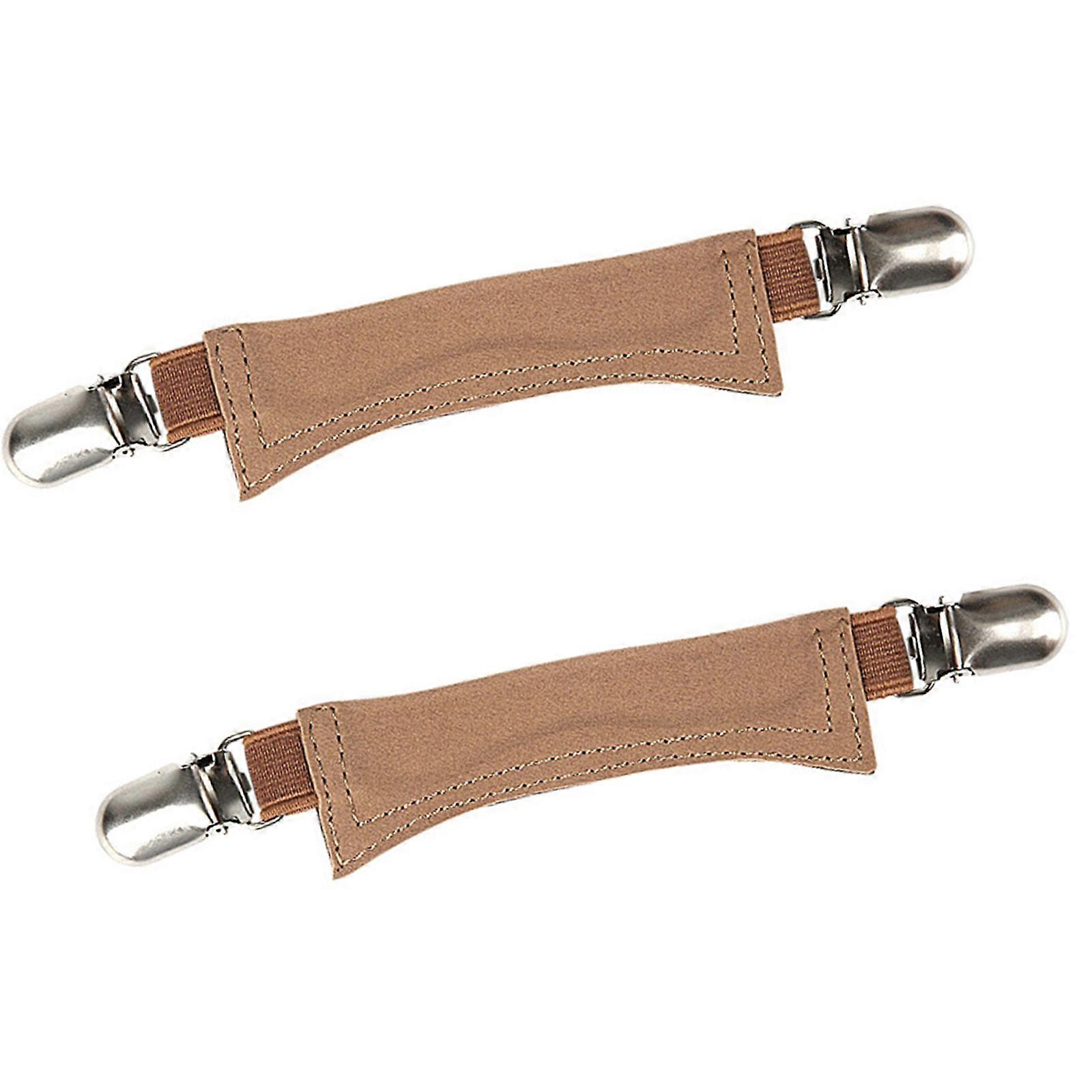 Adjustable Elastic Leather Shoe Laces Anti Slip Heel Strap with Alloy Buckles Quick Installation For Slip On Sandals  brown