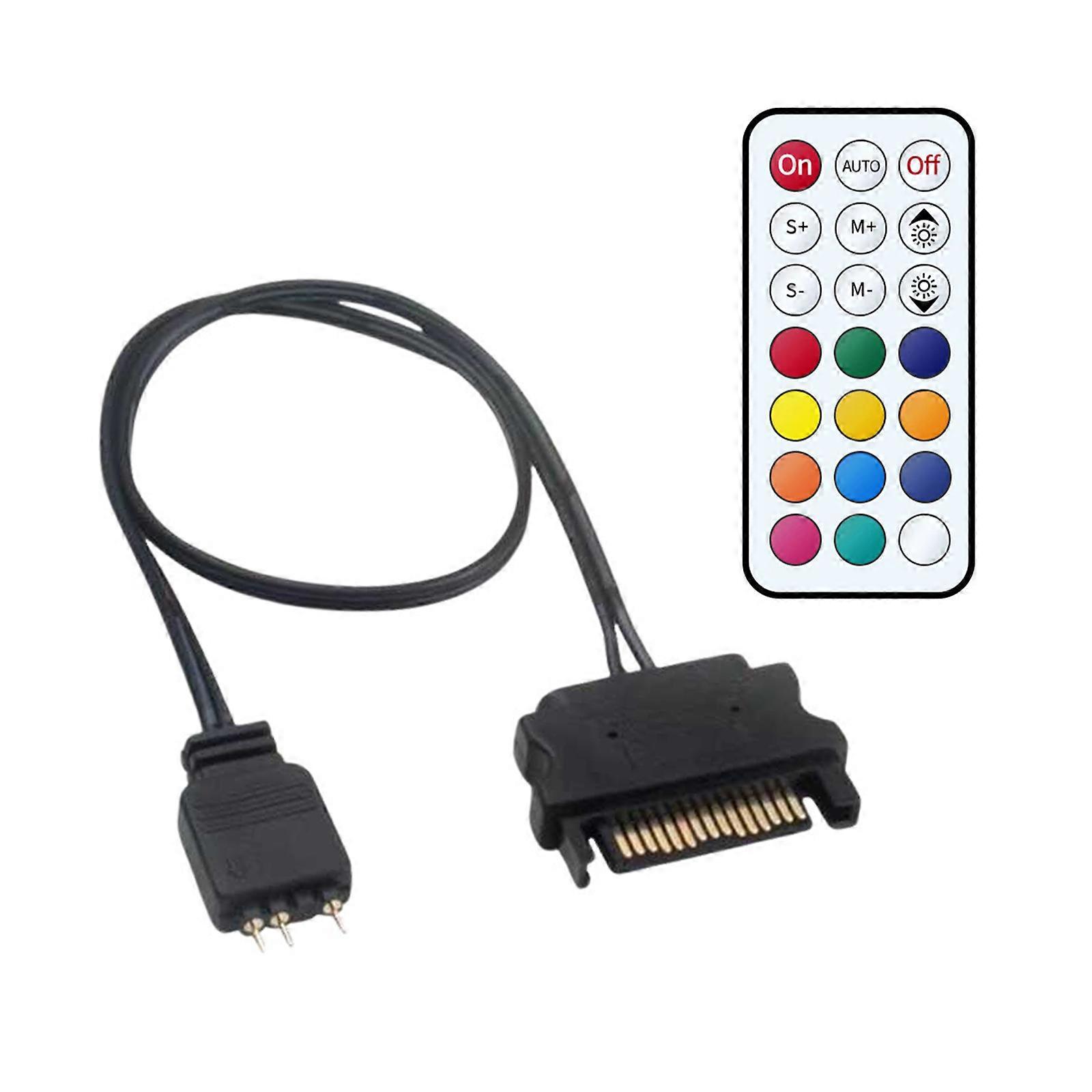 Remote Controlled 15Pin Power ARGB Lighting Controller 5V 3Pin for DIY Computer Customization  Black