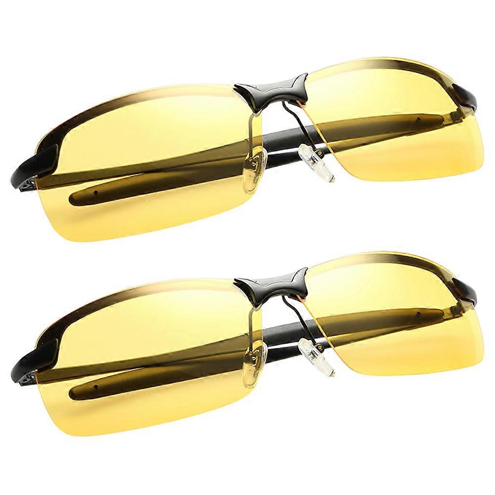 Square Frame Sunglasses for Men Polarized 2Pcs Night Driving Glasses