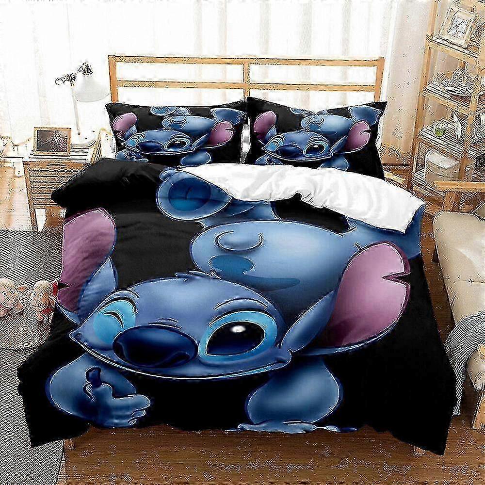 a654 Bed Sheets Lilo & Stitch Quilt Duvet Cover Set Soft Super Bedding3-Piece Bedding Set (1 Duvet Cover + 2 Pillow Shams) Tm654 z
