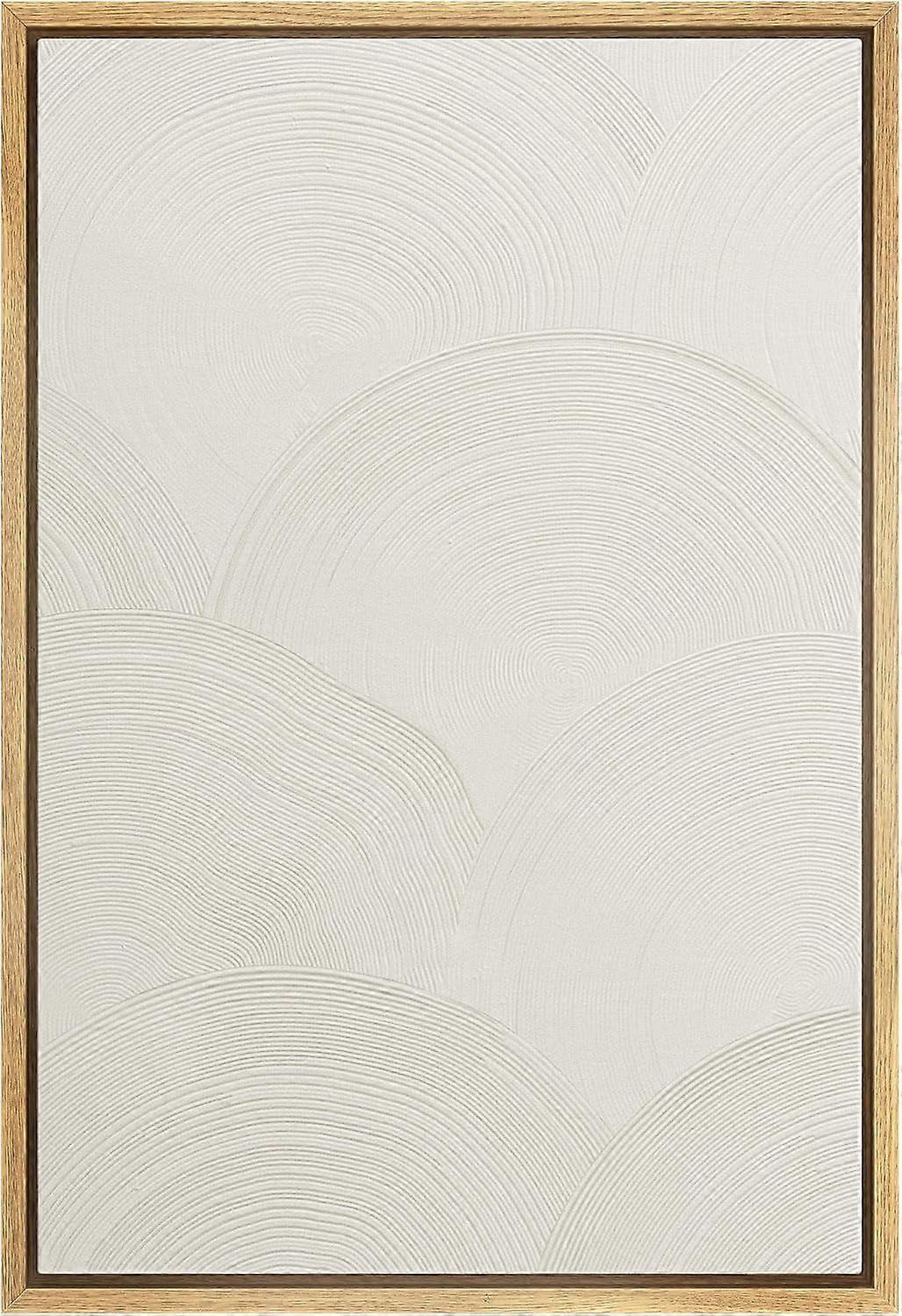 Canvas Print Wall Art Minimal White Paint Stroke Abstract Landscape, Compatible with Nordic & Boho Decor, 16"x24" Natural