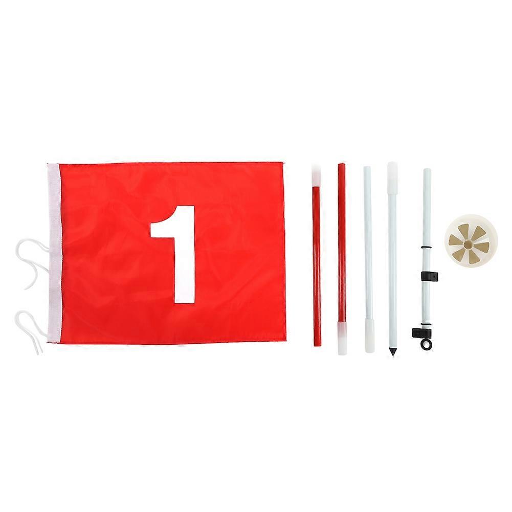 5 Sections Removable Golf Putting Green Flagpole and Hole Cup Set Practicing Accessory with Red Flag