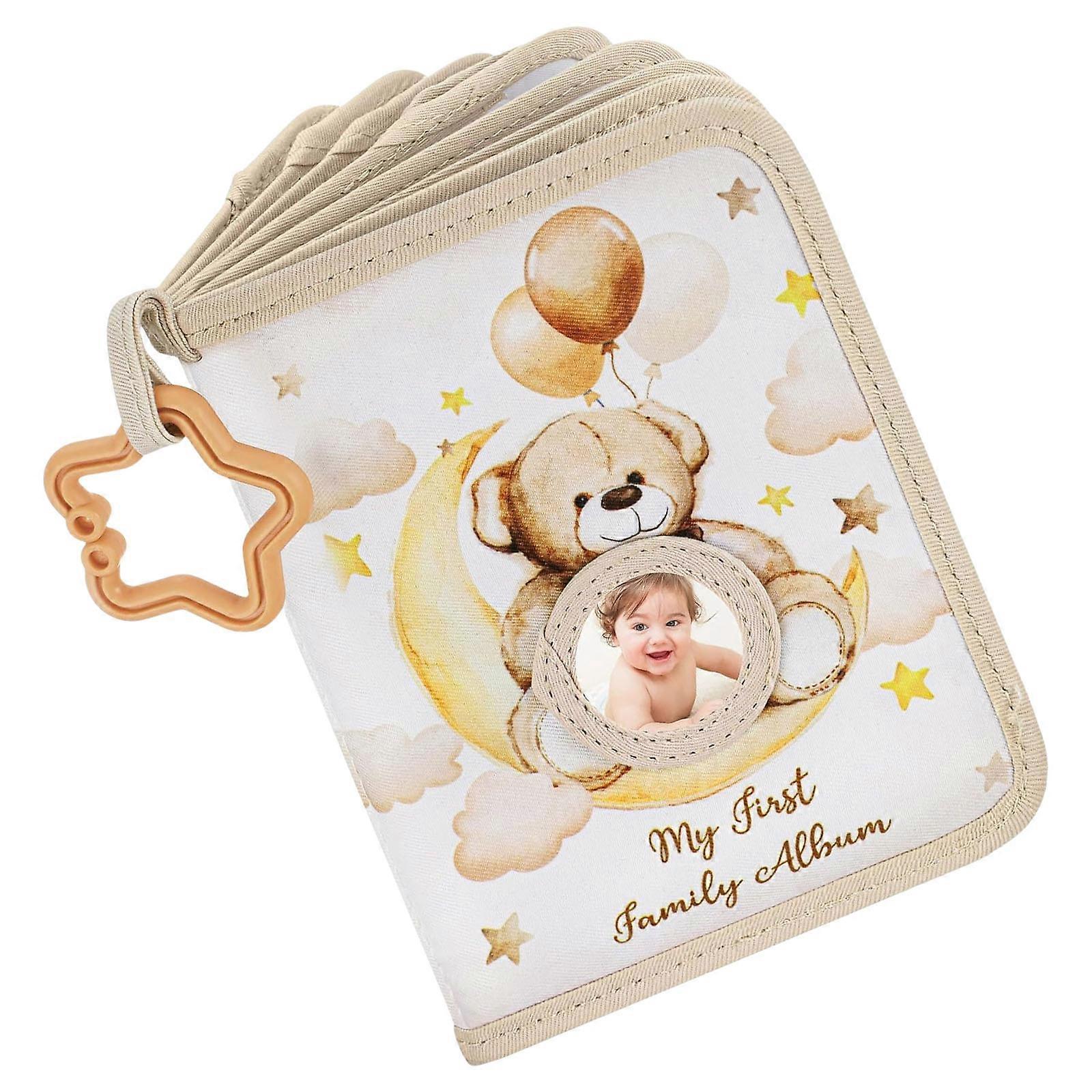 Infant Memory Book Soft Polyester Photo Holder Album with Cute Bear Design for Baby First Moment and Special Event Multicolor