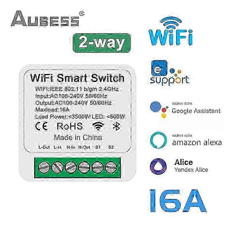 m EWeLink Tuya 16A Mini Wifi Smart Switch 2 Way Module On Off Breaker Wireless Remote Voice Switches For Google Home Alexa Alice