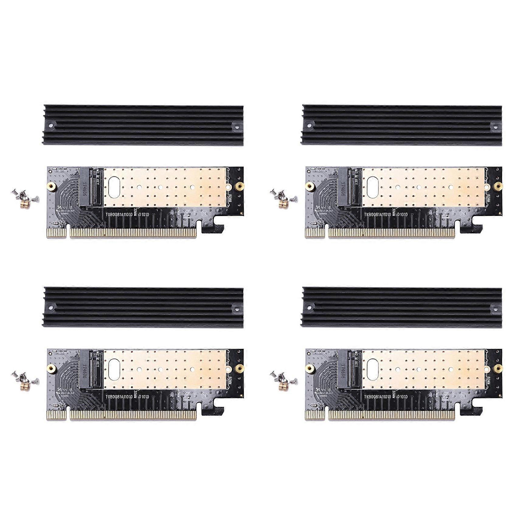 4X M.2 Nvme Ssd Adapter M2 to Pcie 3.0 X16 Controller Card M Key Interface Support Pci Express 3.0 X