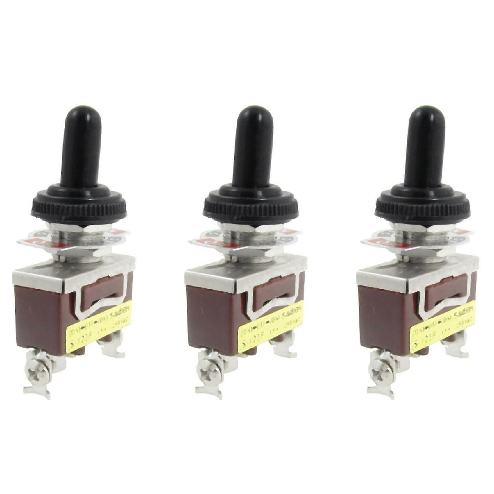 3X AC 250V 15A Momentary SPDT Toggle Switch with Waterproof Boot
