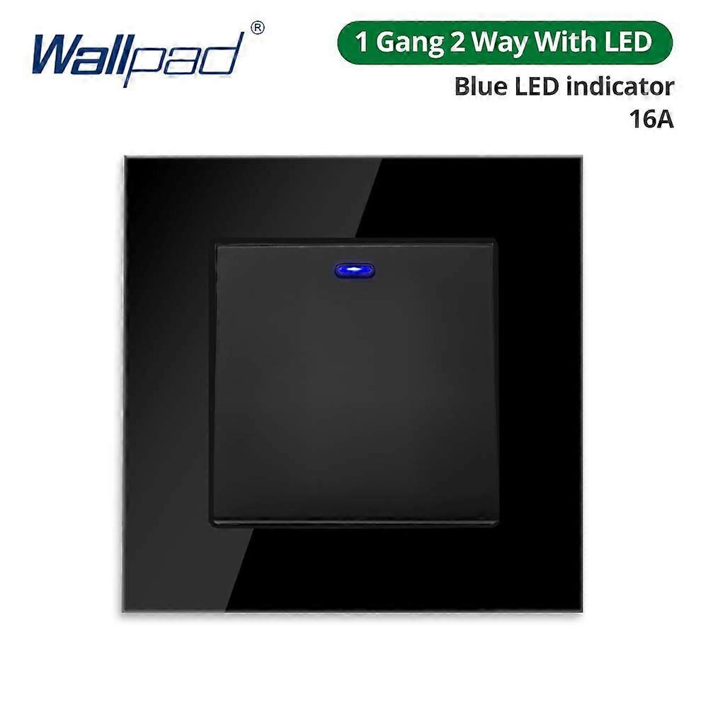 Wallpad Wall light Switch With EU Socket LED Indicator USB Outlet Black Crystal Tempered Glass Panel 1/2/3 Gang 2 Way AC110 220V